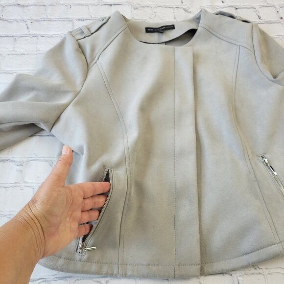 White House Black Market Ultra Suede Moto Jacket in Mercury gray size XL - Picture 9 of 15